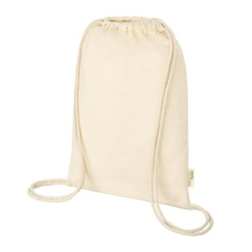 Sac à dos à cordelettes en coton biologique GOTS 100 g/m² naturel