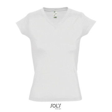 Tee-shirt femme Sol's® Moon col V blanc