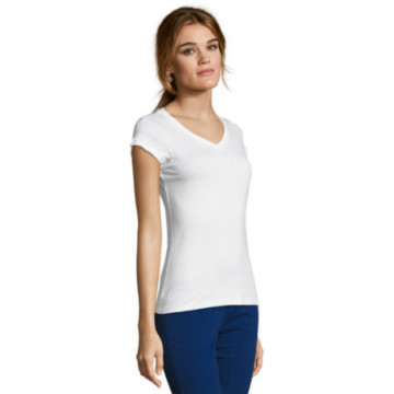 Tee-shirt femme Sol's® Moon col V blanc