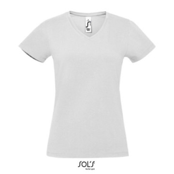 Tee-shirt femme Sol's® Impérial col V blanc