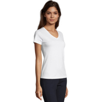 Tee-shirt femme Sol's® Impérial col V blanc