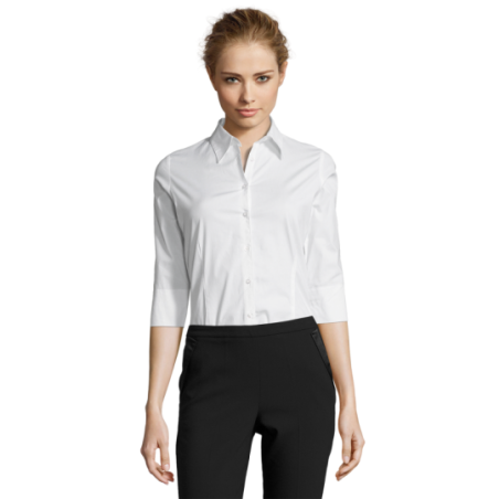 Chemise femme manches 3/4 Sol's® Effect blanche