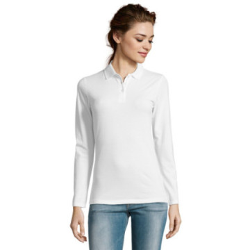 Polo femme manches longues Sol's® Perfect blanc