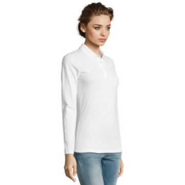 Polo femme manches longues Sol's® Perfect blanc