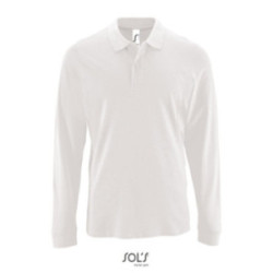 Polo homme manches longues Sol's® Perfect blanc