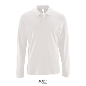 Polo homme manches longues Sol's® Perfect blanc