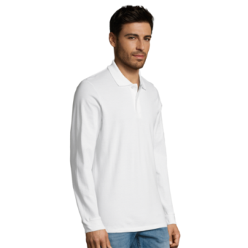 Polo homme manches longues Sol's® Perfect blanc