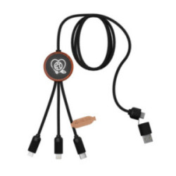 Câble de charge long 40W bambou et rPET avec logo lumineux SCX®