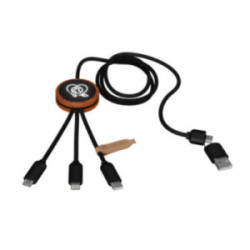 Câble de charge long 40W bambou et rPET avec logo lumineux SCX®