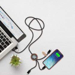 Câble de charge long 40W bambou et rPET avec logo lumineux SCX®