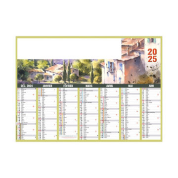 Calendrier bancaires rigide midi 43x33,5 cm marquage 1 couleur