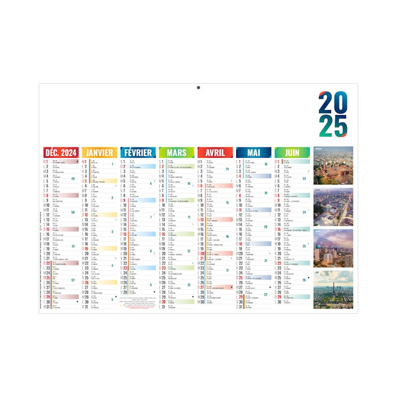 Calendrier bancaire rigide standard 55x40,5 cm marquage 1 couleur