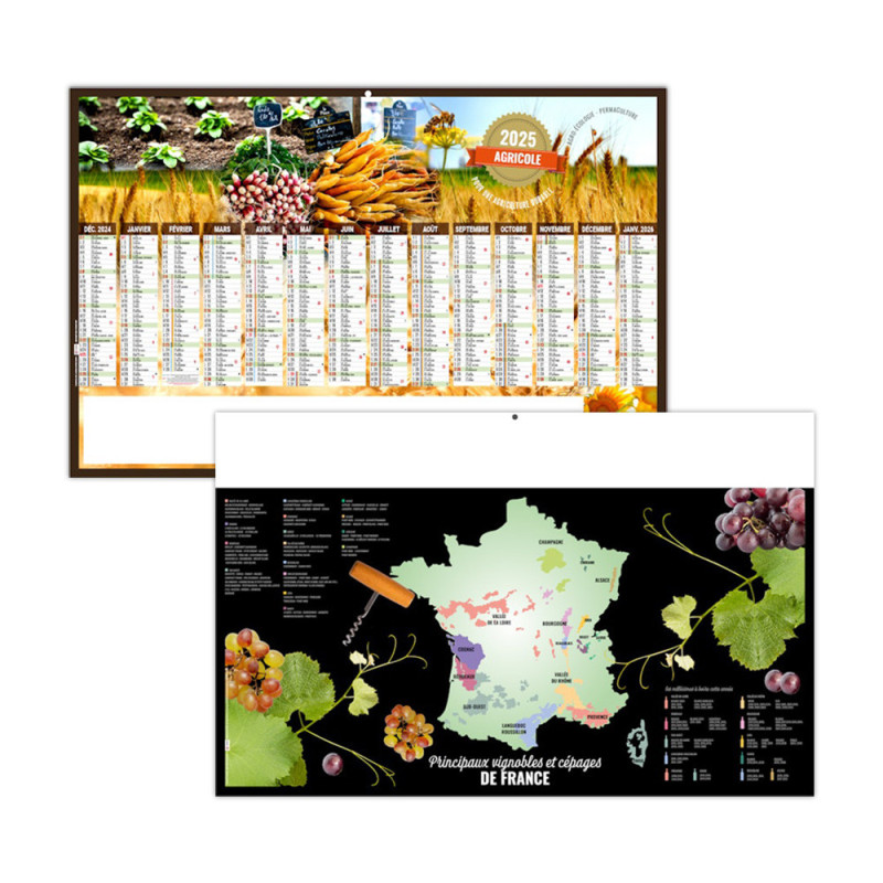 Calendrier bancaires rigide maxi 65x40,5 cm dos carte marq quadri