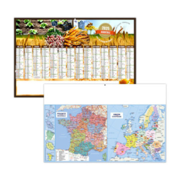 Calendrier bancaires rigide maxi 65x40,5 cm dos carte marq quadri