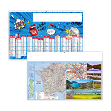 Calendrier bancaires rigide maxi 65x40,5 cm dos carte marq quadri