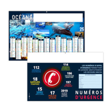 Calendrier bancaires rigide maxi 65x40,5 cm dos carte marq quadri