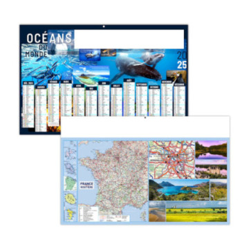 Calendrier bancaires rigide maxi 65x40,5 cm dos carte marq quadri