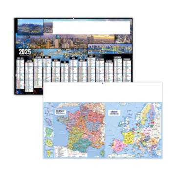 Calendrier bancaires rigide maxi 65x40,5 cm dos carte marq quadri