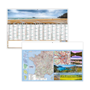 Calendrier bancaires rigide maxi 65x40,5 cm dos carte marq quadri