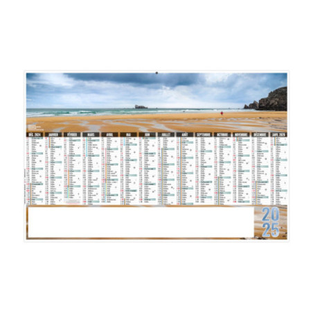 Calendrier bancaires rigide maxi 65x40,5 cm dos blanc marq quadri