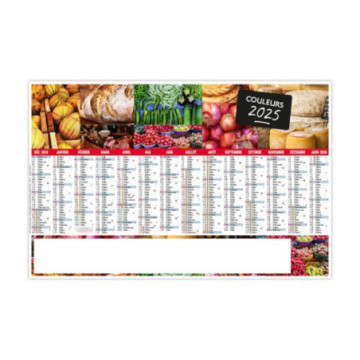 Calendrier bancaire rigide maxi 65x40,5 cm dos blanc marq 1 coul
