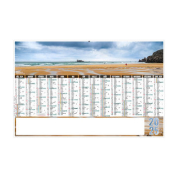 Calendrier bancaire rigide maxi 65x40,5 cm dos blanc marq 1 coul