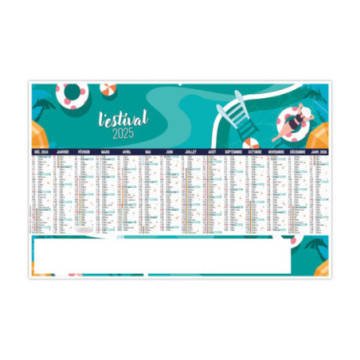 Calendrier bancaire rigide maxi 65x40,5 cm dos blanc marq 1 coul