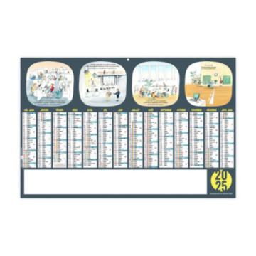 Calendrier bancaire rigide maxi 65x40,5 cm dos blanc marq 1 coul