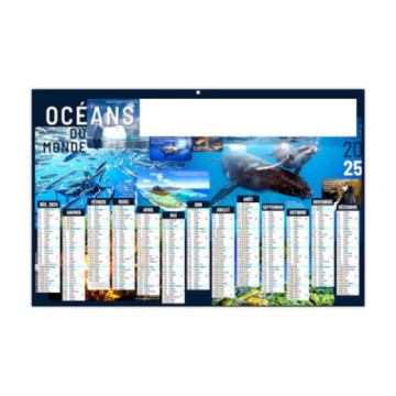 Calendrier bancaire rigide maxi 65x40,5 cm dos blanc marq 1 coul