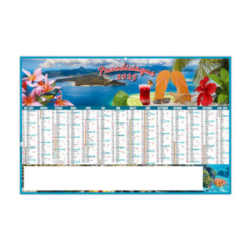 Calendrier bancaire rigide maxi 65x40,5 cm dos blanc marq 1 coul