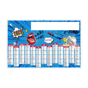 Calendrier bancaire rigide maxi 65x40,5 cm dos blanc marq 1 coul