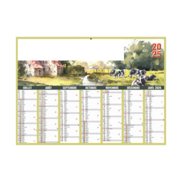 Calendrier bancaires rigide midi 43x33,5 cm marquage quadri