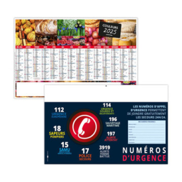 Calendrier bancaires rigide maxi 65x40,5 cm dos carte marq 1 coul