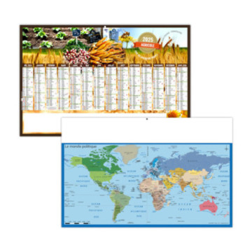 Calendrier bancaires rigide maxi 65x40,5 cm dos carte marq 1 coul