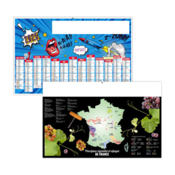 Calendrier bancaires rigide maxi 65x40,5 cm dos carte marq 1 coul