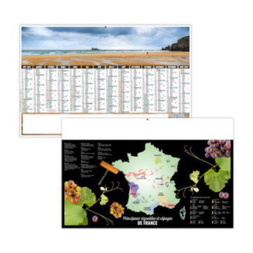 Calendrier bancaires rigide maxi 65x40,5 cm dos carte marq 1 coul