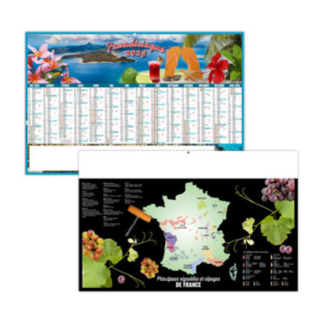 Calendrier bancaires rigide maxi 65x40,5 cm dos carte marq 1 coul