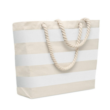 Sac shopping et de plage rayé en coton