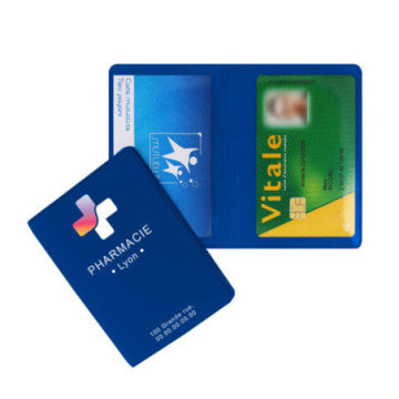 Garde-ordonnances et porte-cartes gomme unie marquage quadri
