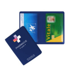 Garde-ordonnances et porte-cartes gomme unie marquage quadri