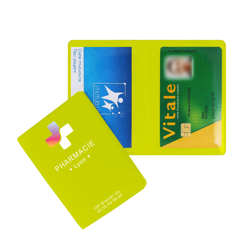 Garde-ordonnances et porte-cartes gomme unie marquage quadri