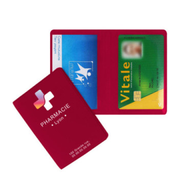 Garde-ordonnances et porte-cartes gomme unie marquage quadri