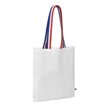 Sac en coton couleur anses tricolores 180 g/m²