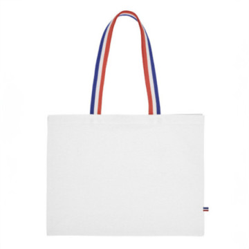 Sac en coton couleur anses tricolores 180 g/m²