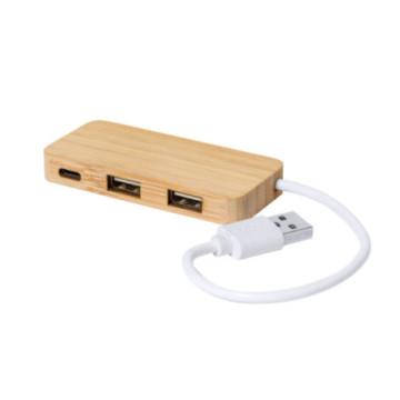 Hub USB 3 ports en bambou