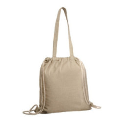 Sac shopping en coton recyclé et rPET beige avec cordelettes Ubag®
