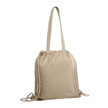 Sac shopping en coton recyclé et rPET beige avec cordelettes Ubag®