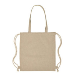Sac shopping en coton recyclé et rPET beige avec cordelettes Ubag®