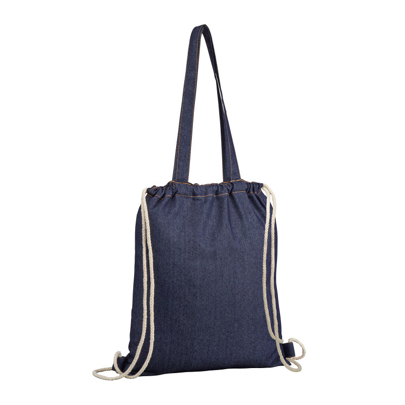 Sac shopping avec cordelettes denim