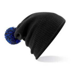 Bonnet en polyacrylique avec revers et pompon bicolore Beechfield®